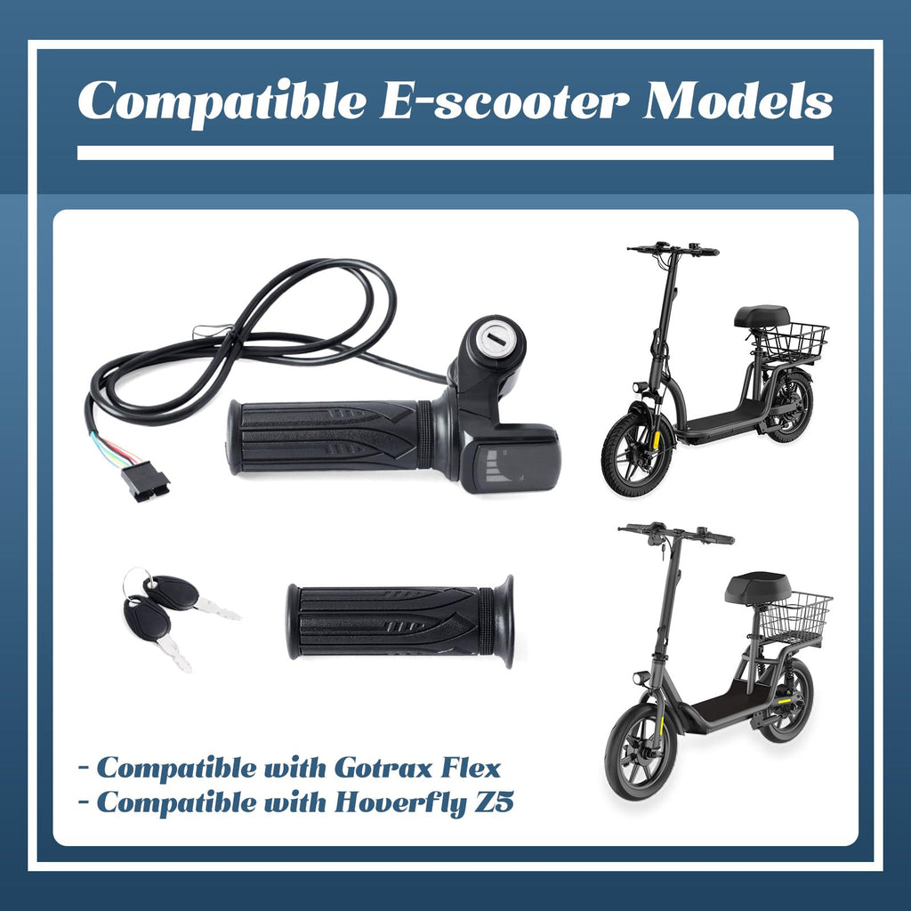 36V E-Scooter Throttle Replacement with Display Light Switch Lock 2 Keys Twist Accelerator Handle Grip 6-Pin N99969