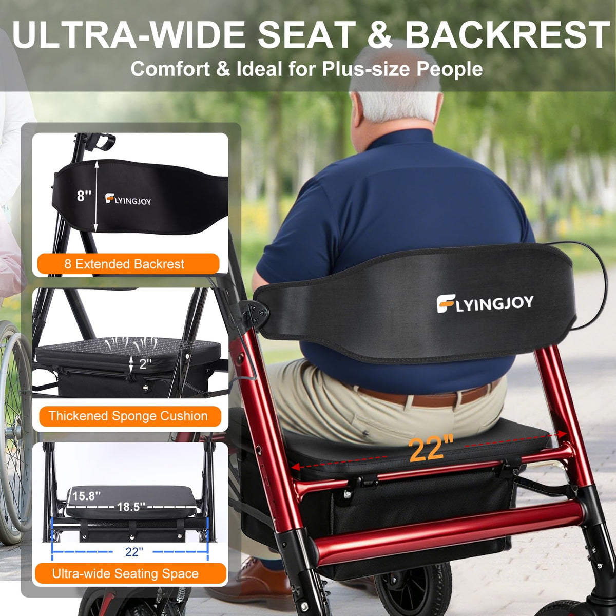 Heavy-Duty Bariatric Rollator Walker with Seat T529516