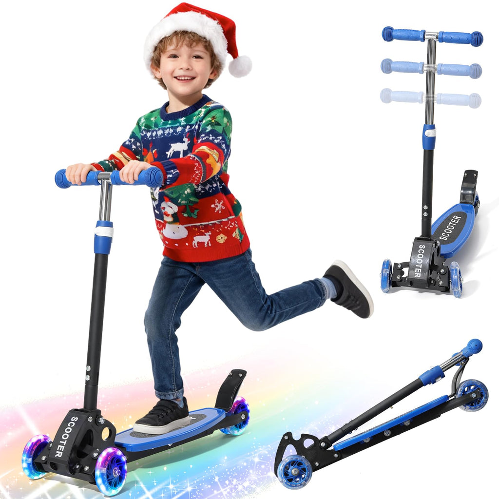 Light up 3 Wheels Folding Kick Scooter with Adjustable Handlebar C910