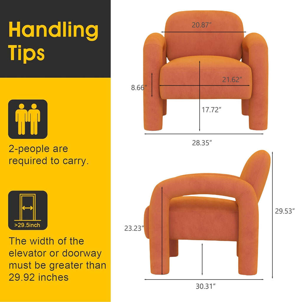 Orange Velvet Tufted Accent Chair D585
