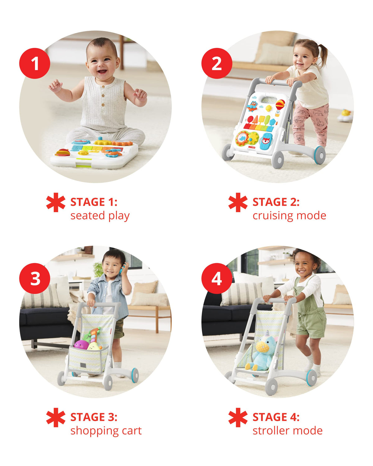 4-in-1 Sit to Stand Baby Walker with 40+ Activities I718824