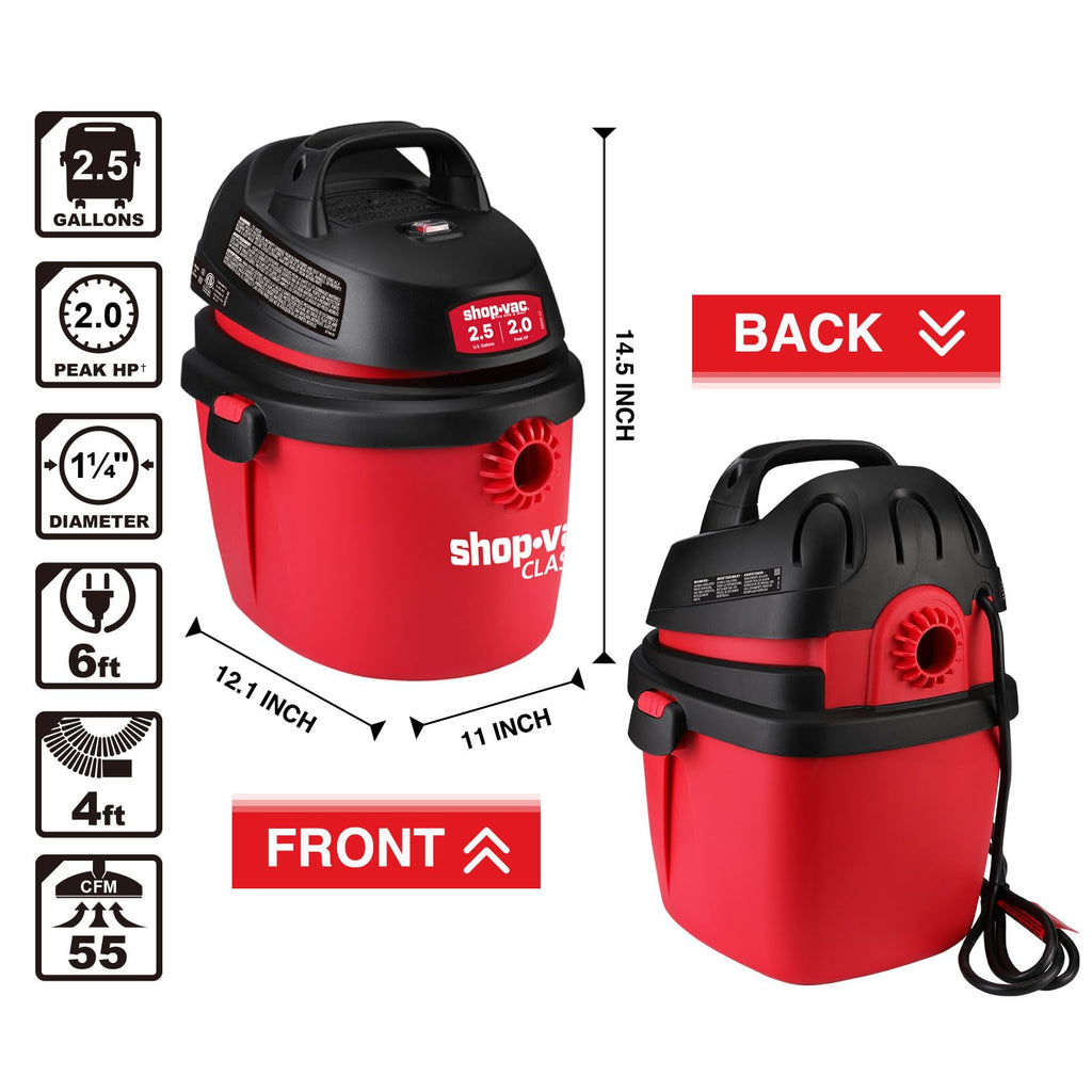 2.5 Gallon 2.0 Peak HP Wet/Dry Vacuum F338973
