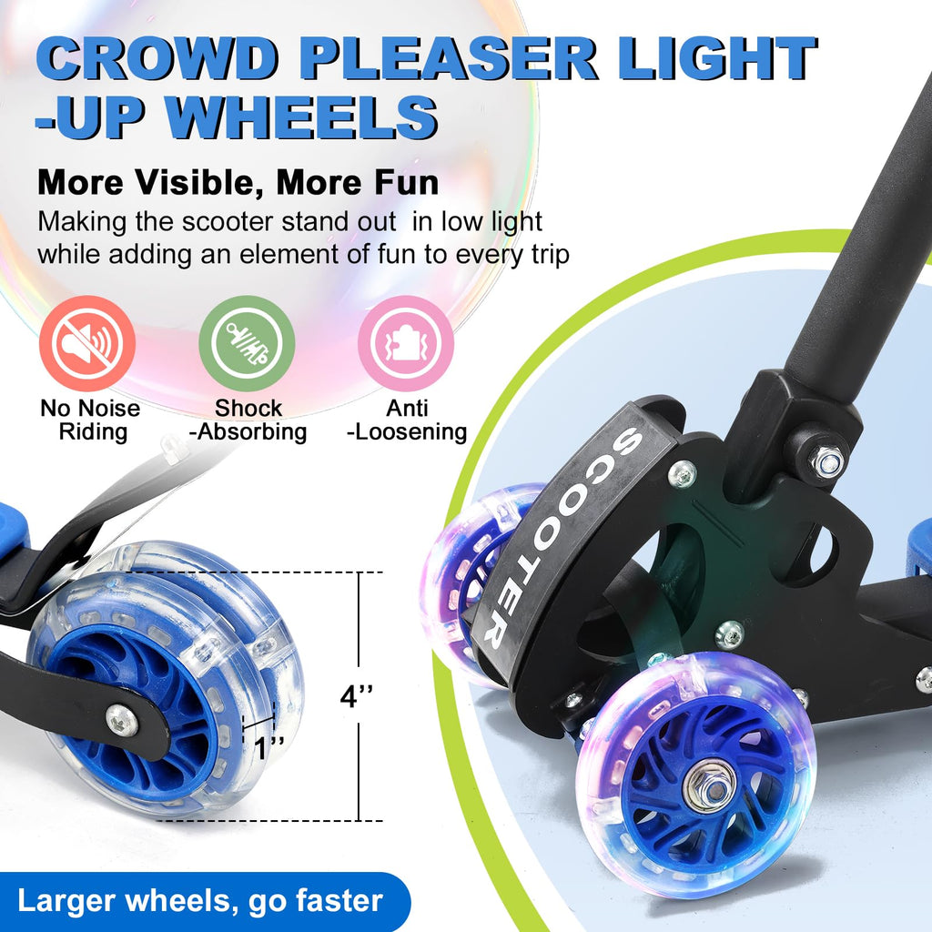 Light up 3 Wheels Folding Kick Scooter with Adjustable Handlebar C910