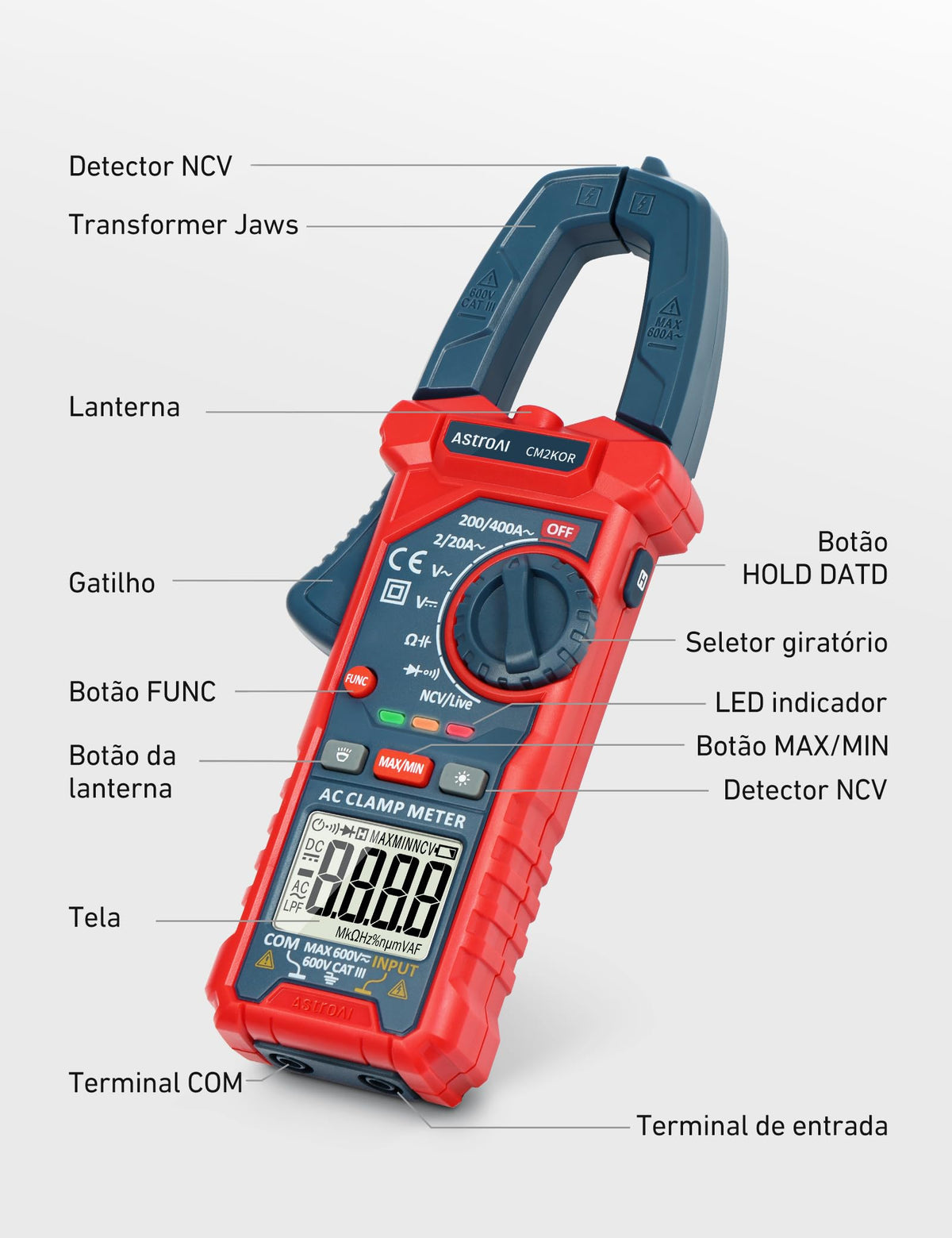 Digital Clamp Meter Multimeter 2000 Counts Auto-ranging B79256