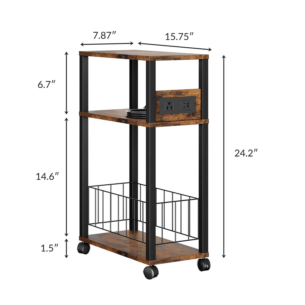 Rolling Side Table with Wheels X8401