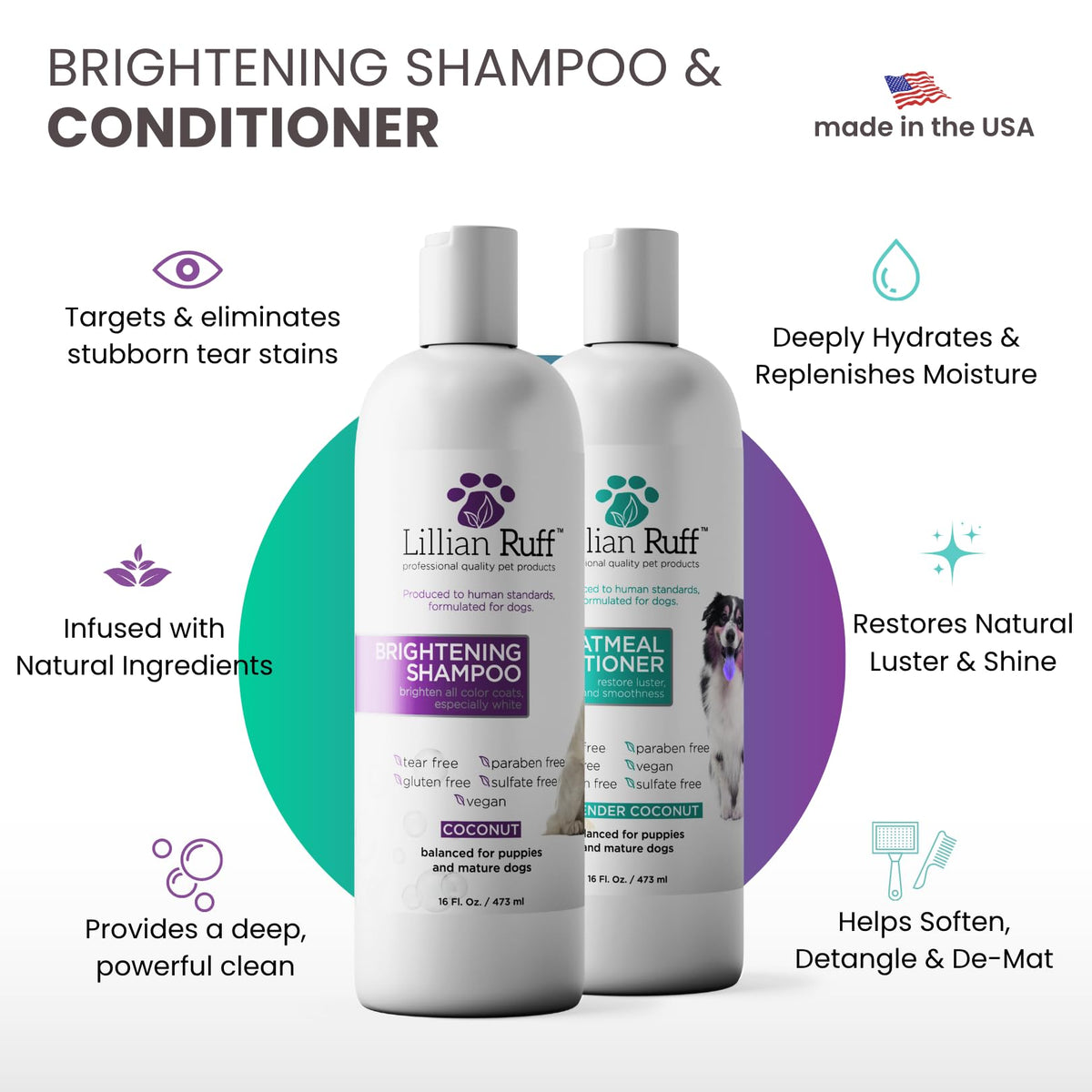 Brightening Shampoo & Oatmeal Conditioner Set for Dogs N559111