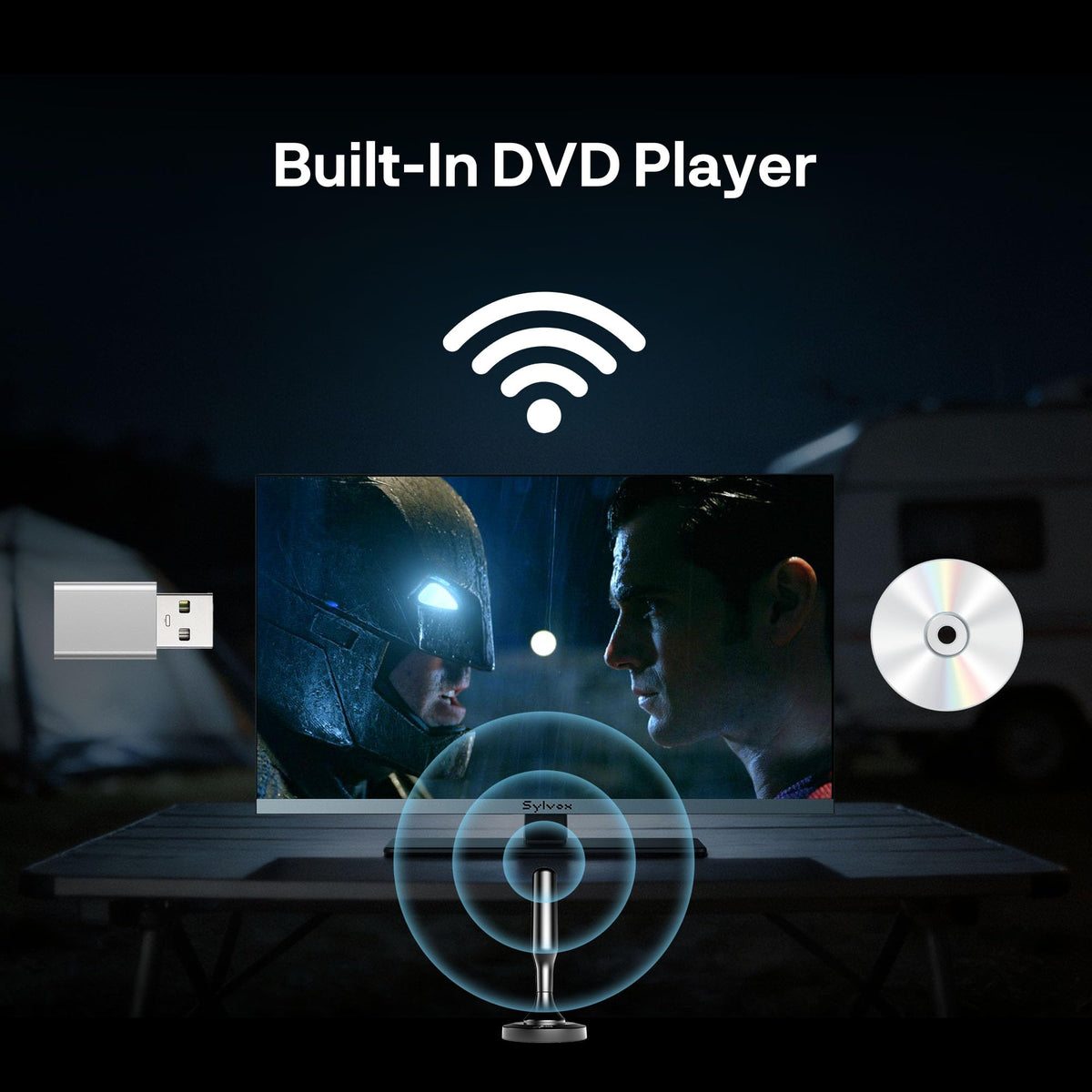 32" 12V/24V Smart RV TV with Built-in DVD Player P626