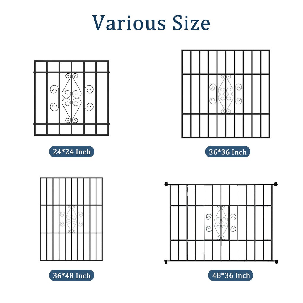 Black 48-in x 36-in Window Security Bars I57405