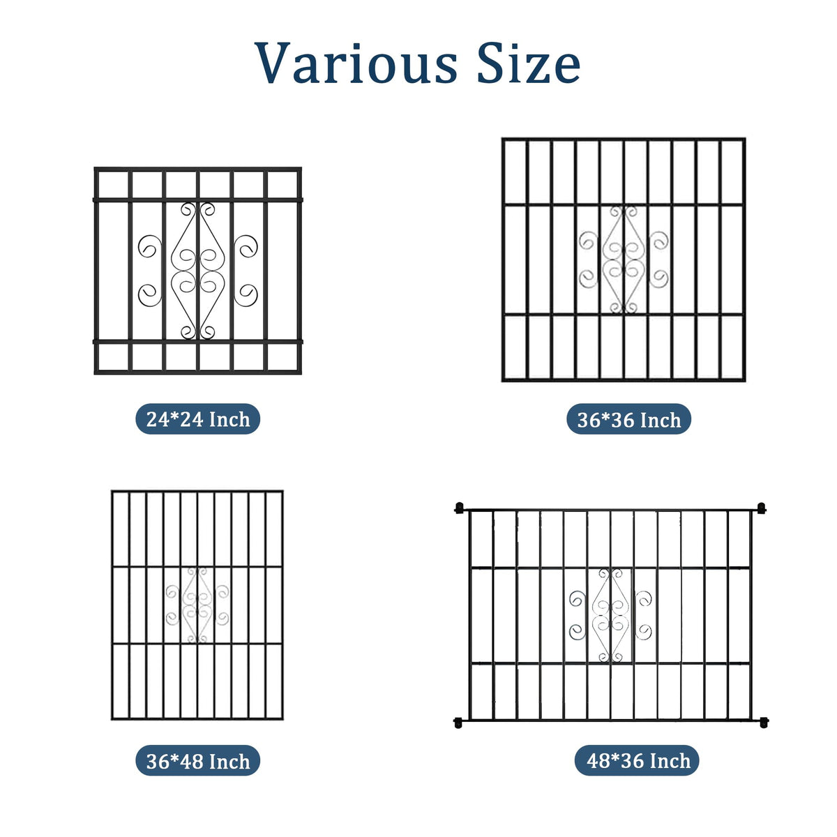 Black 48-in x 36-in Window Security Bars I57405