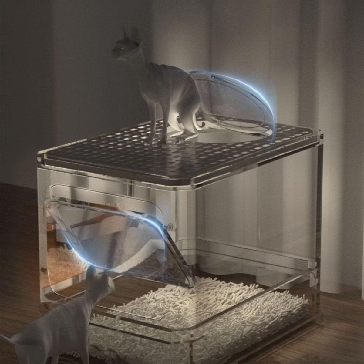 Foldable Cat Litter Box with Lid and Shovel O419
