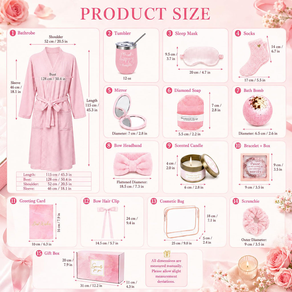 14 Pcs Pink Spa Robe Set O803168