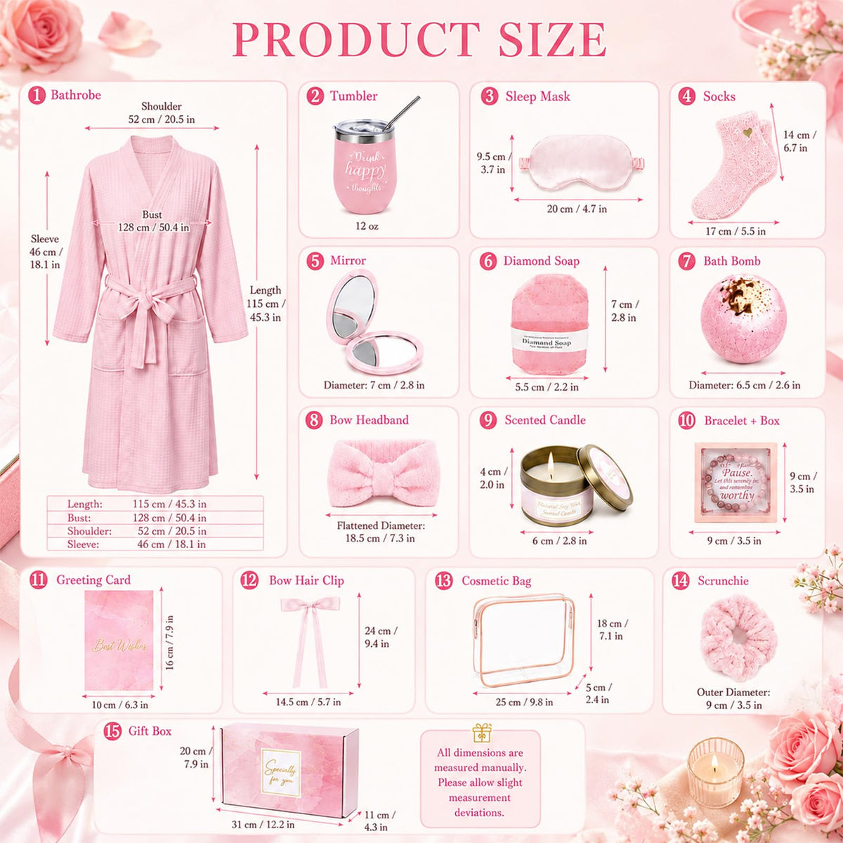 14 Pcs Pink Spa Robe Set O803168