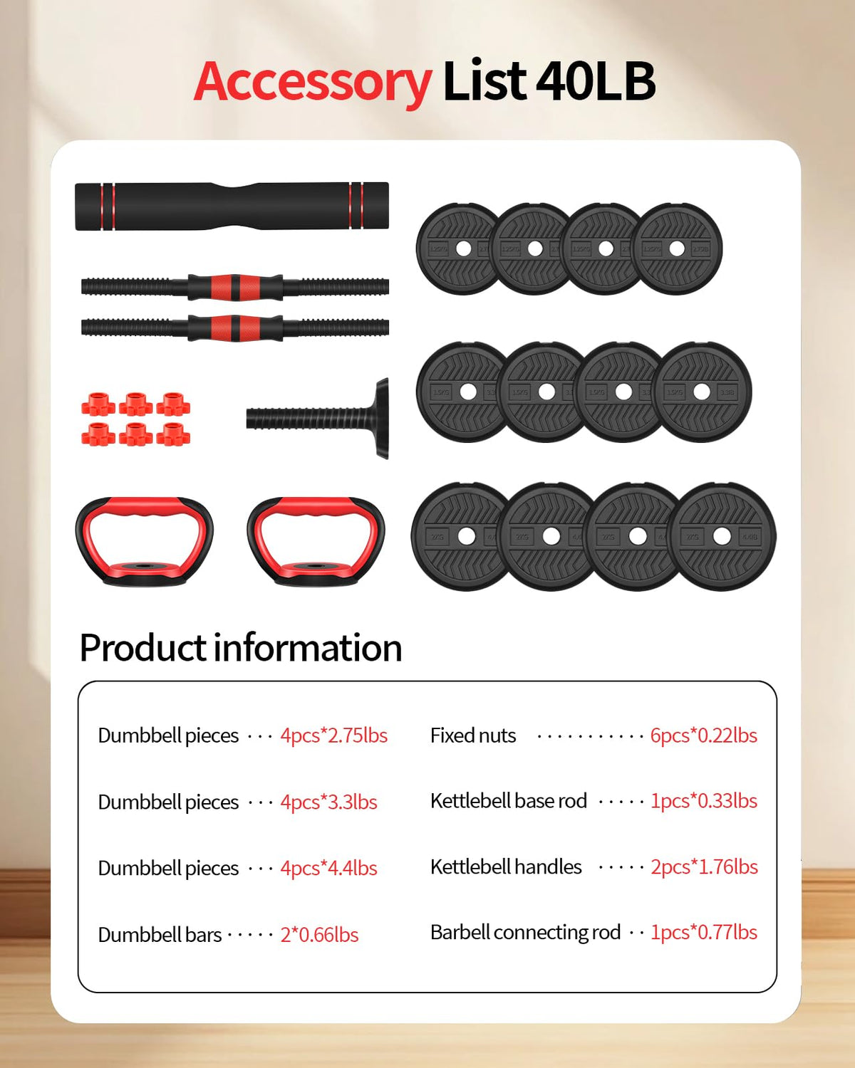 Adjustable Dumbbells Free Weight Set with Connector A421