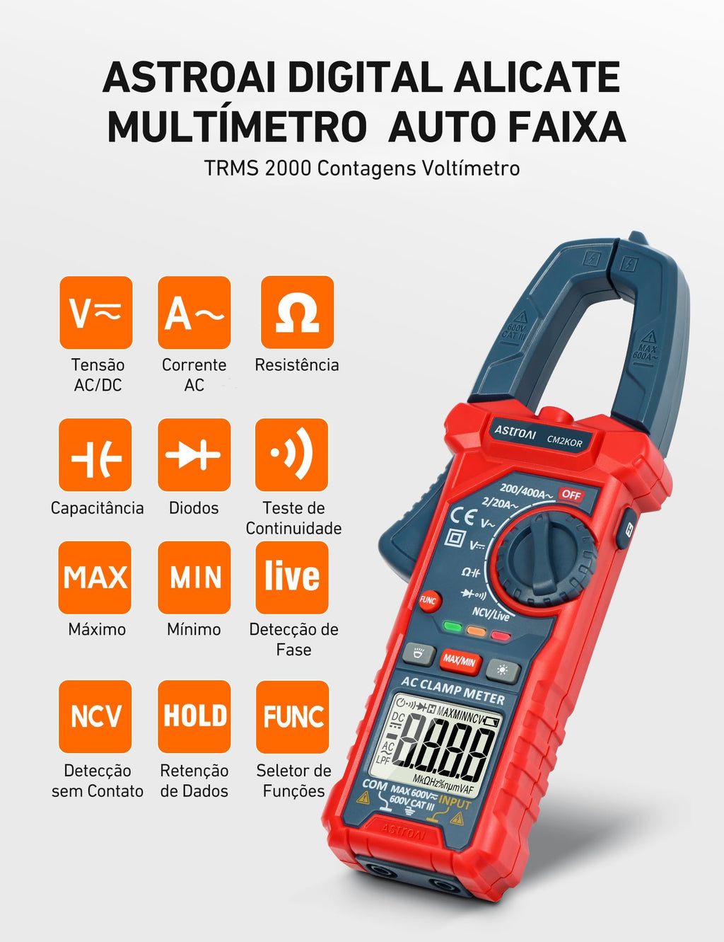Digital Clamp Meter Multimeter 2000 Counts Auto-ranging B79256