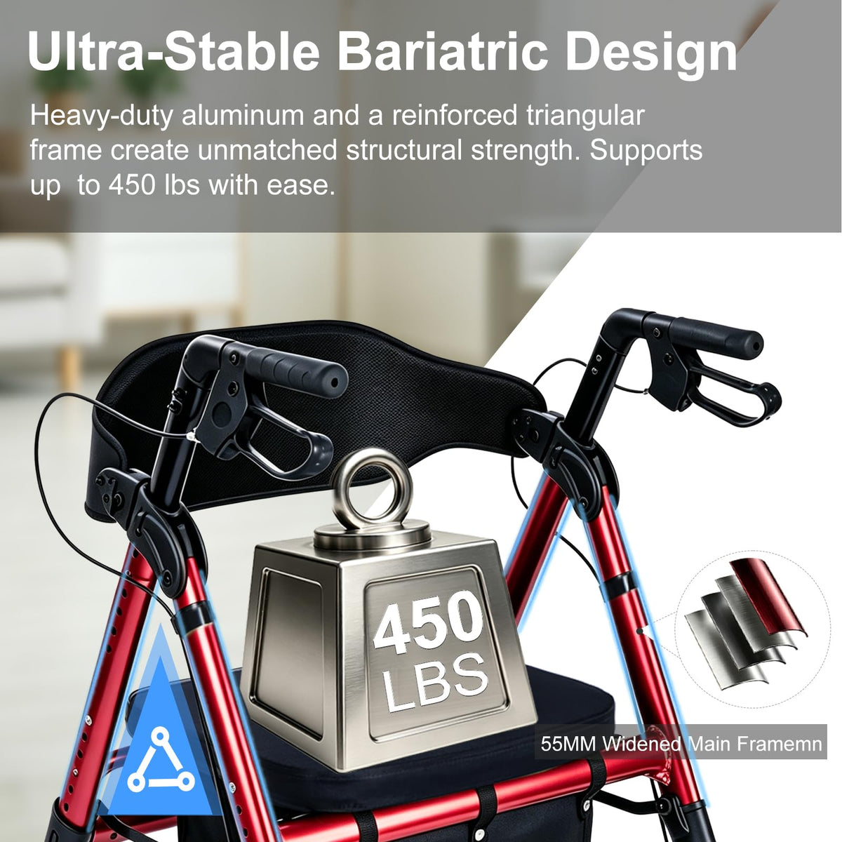 Heavy-Duty Bariatric Rollator Walker with Seat T529516