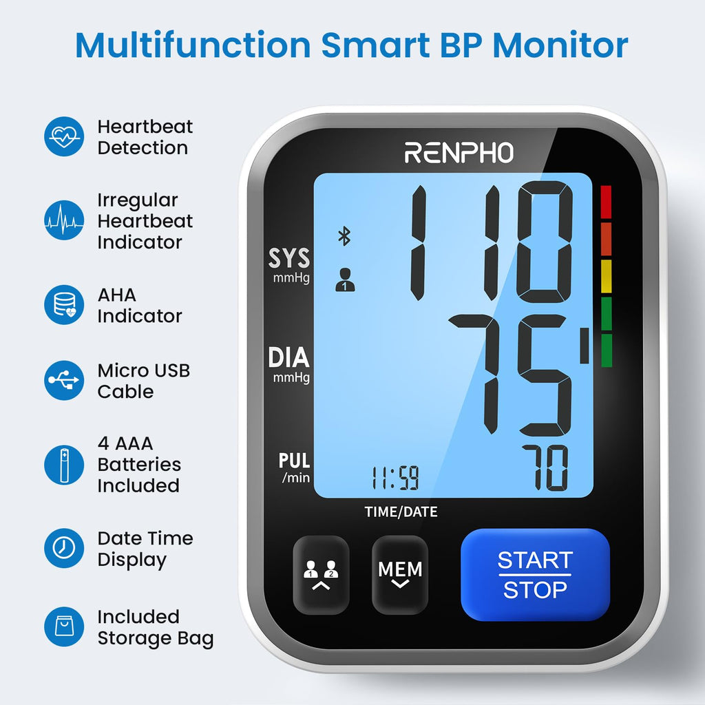 Smart Blood Pressure Monitor with Wide Cuff R957