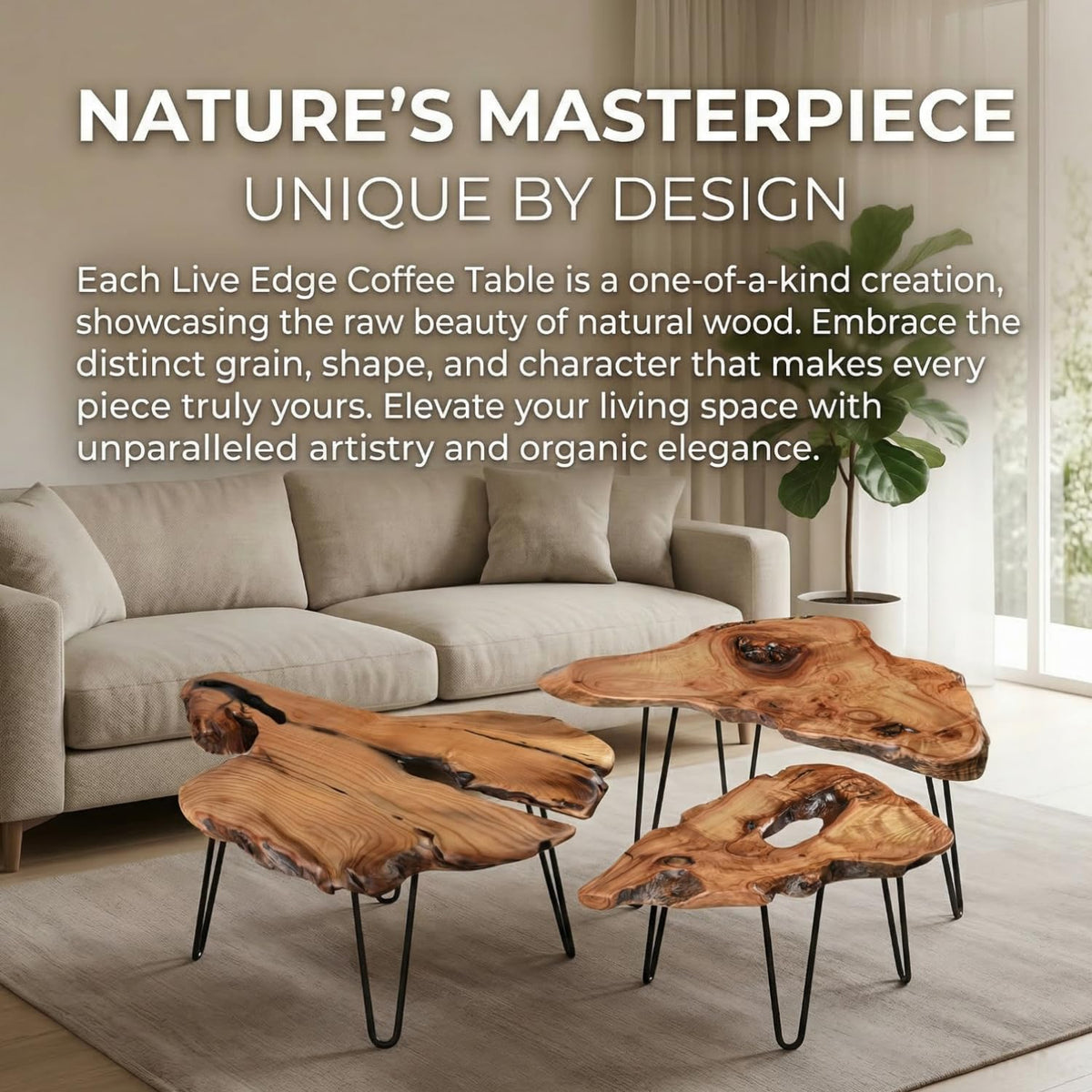 Live Edge Natural Wood Coffee Table D63653