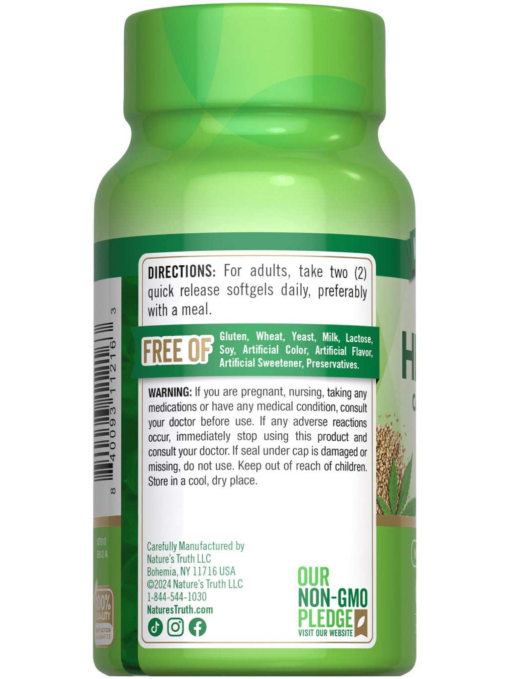 Hemp Oil Softgels 1400mg 60 Count T28204