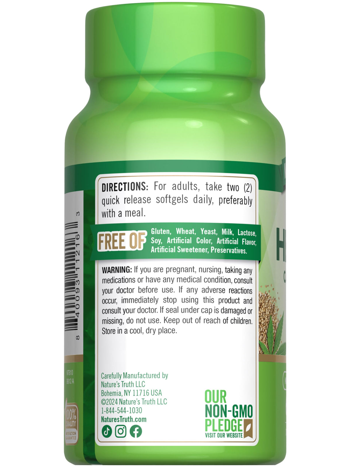 Hemp Oil Softgels 1400mg 60 Count T28204