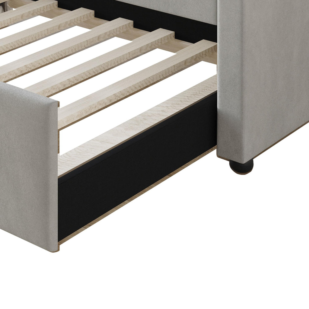 Twin Linen Upholstered Daybed with Trundle O449162
