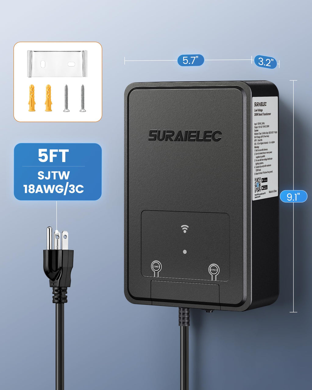 Wi-Fi Low Voltage Landscape Transformer with 2 Zones, 12V 15V AC F7325