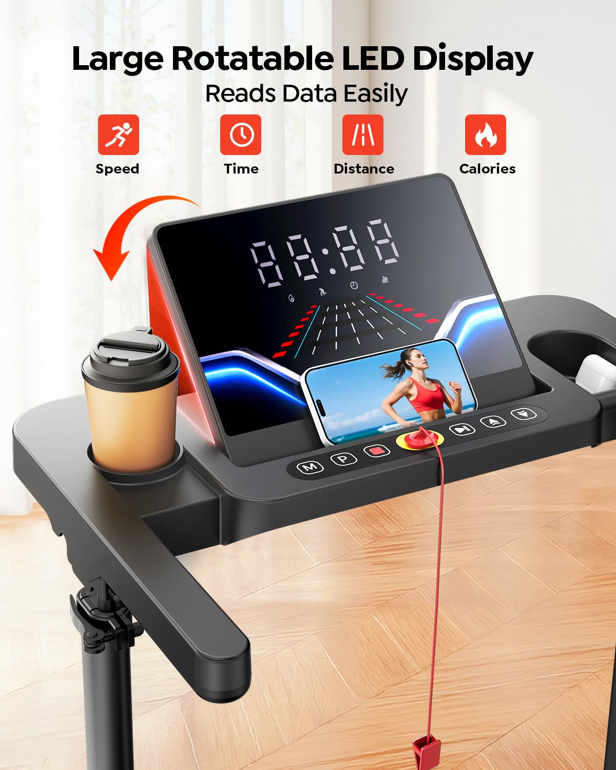 Foldable Treadmill with Incline and Adjustable Handle Bar R7570