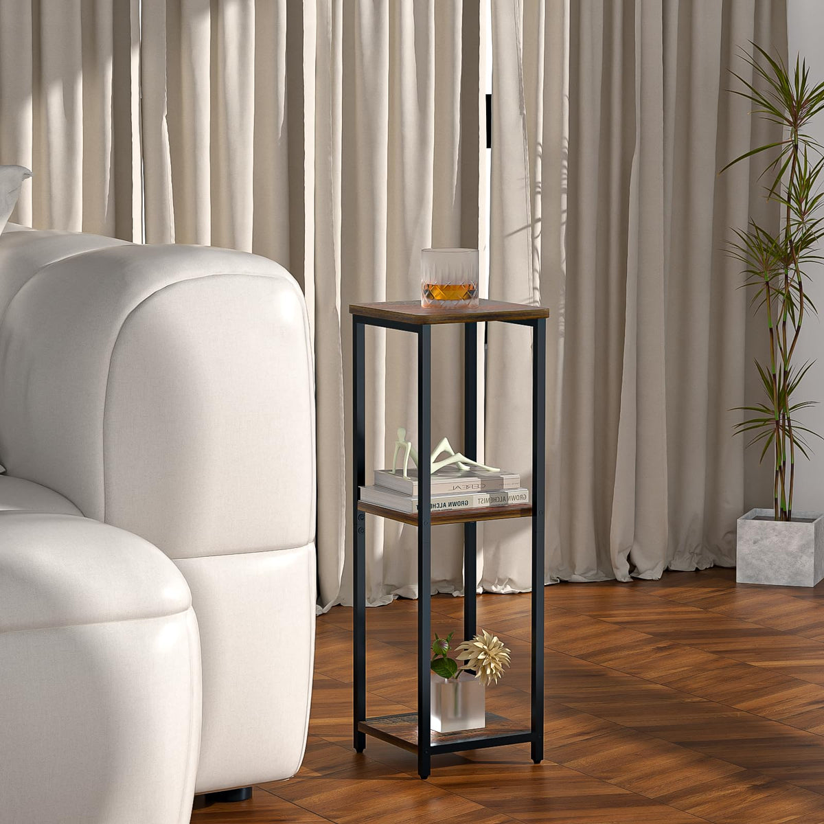10" Wide Square 3-Tier Drink Table with Adjustable Feet U962753