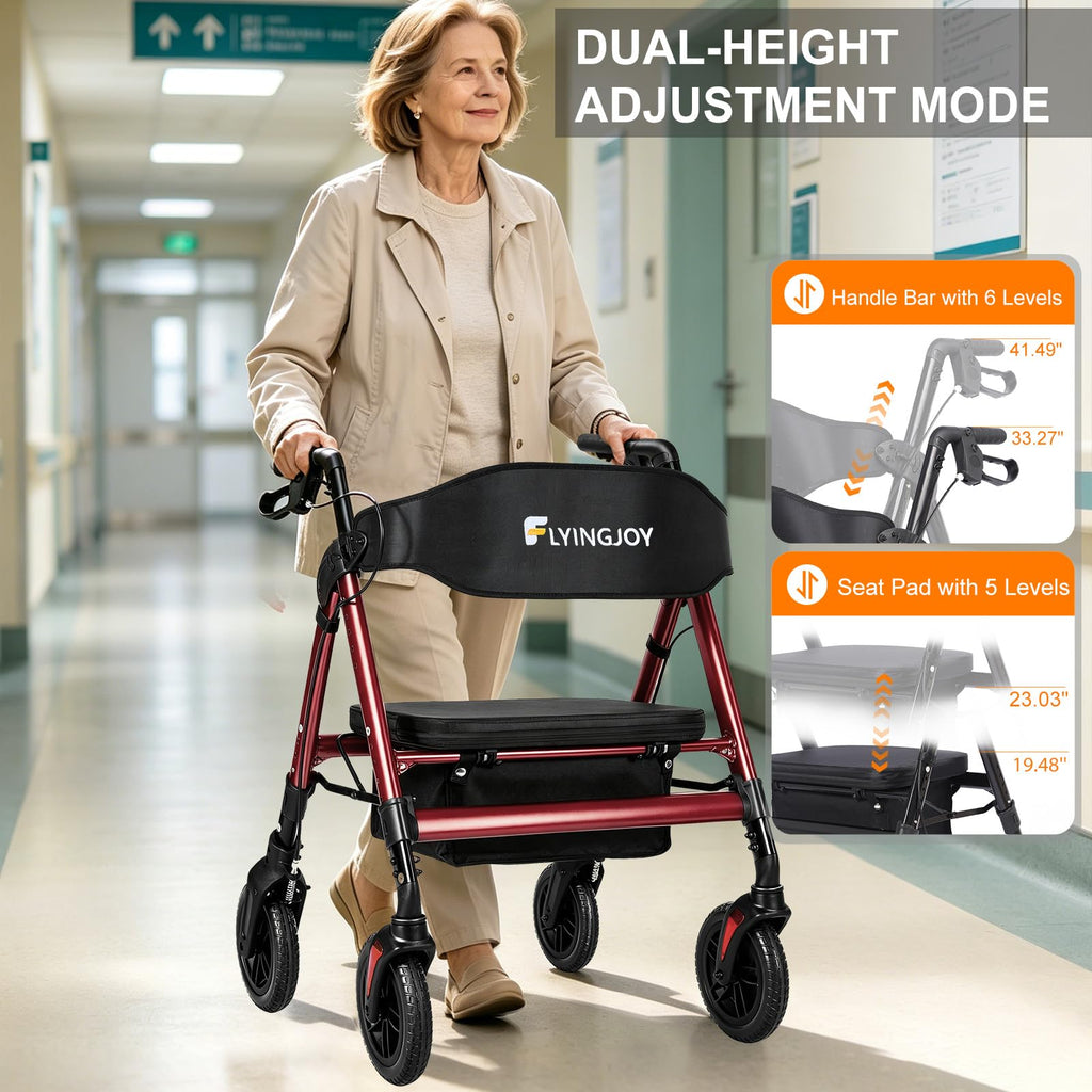 Heavy-Duty Bariatric Rollator Walker with Seat T529516