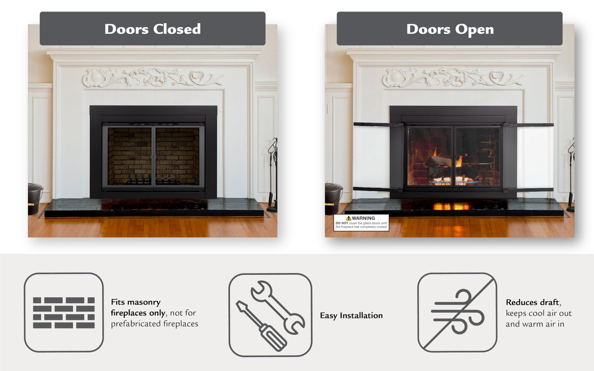 Black Small Fireplace Glass Door E220196