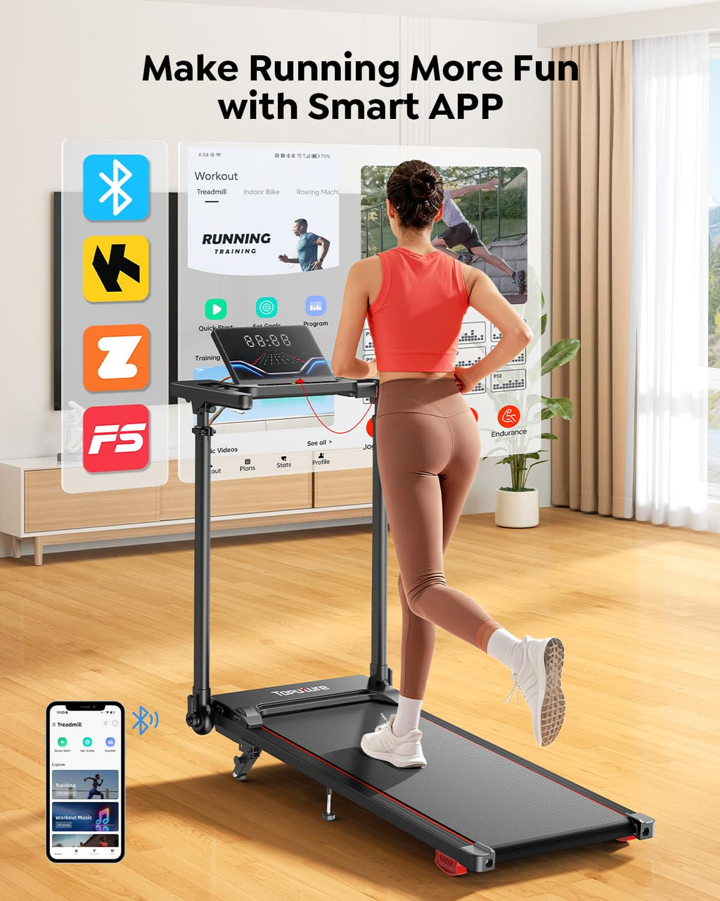 Foldable Treadmill with Incline and Adjustable Handle Bar R7570