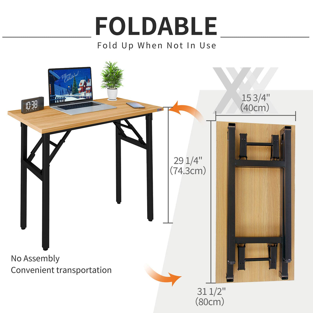Small Folding Computer Desk 31.5x15.7 Inch Teak E761173