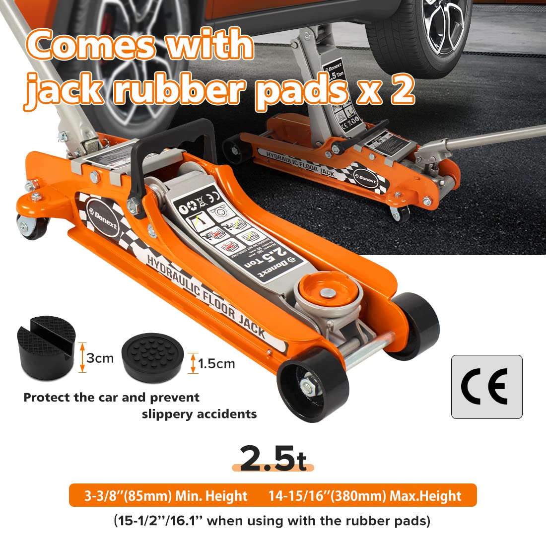 2.5 Ton Steel Floor Jack and 3 Ton Black Jack Stands X58081