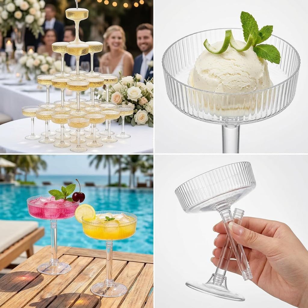24 Pack 6oz Plastic Martini Glasses W14021