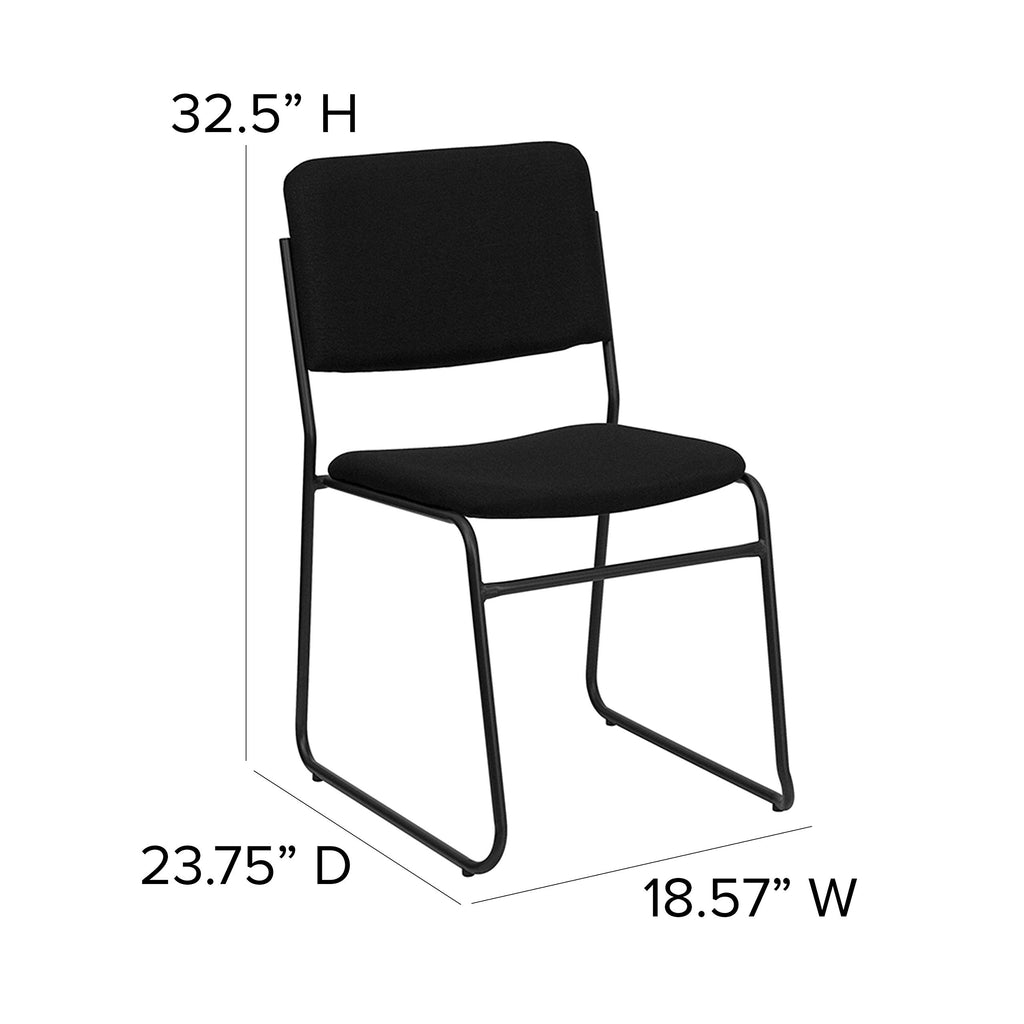 Black Fabric Stackable Chair with Sled Base N200278