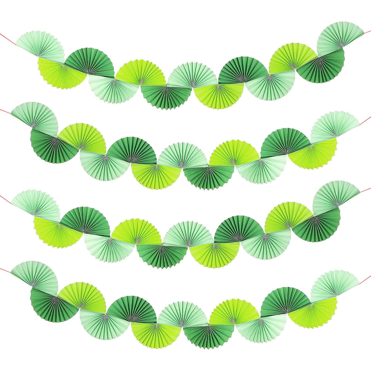 4 Pack Green Paper Fan Garland Hanging Decorations C679