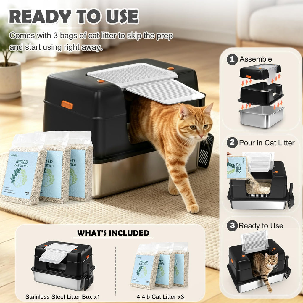 XL Stainless Steel Cat Litter Box M474429