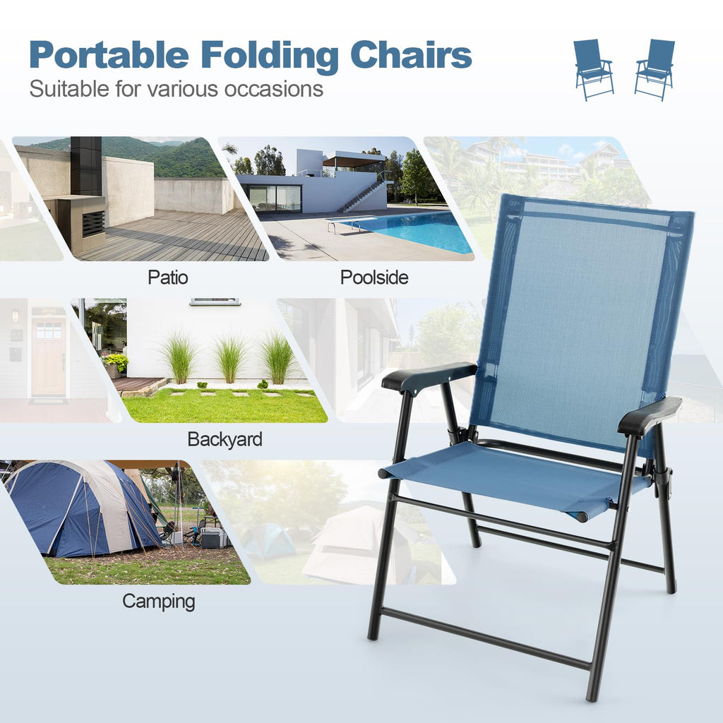Blue Set of 2 Folding Sling Chairs D16011