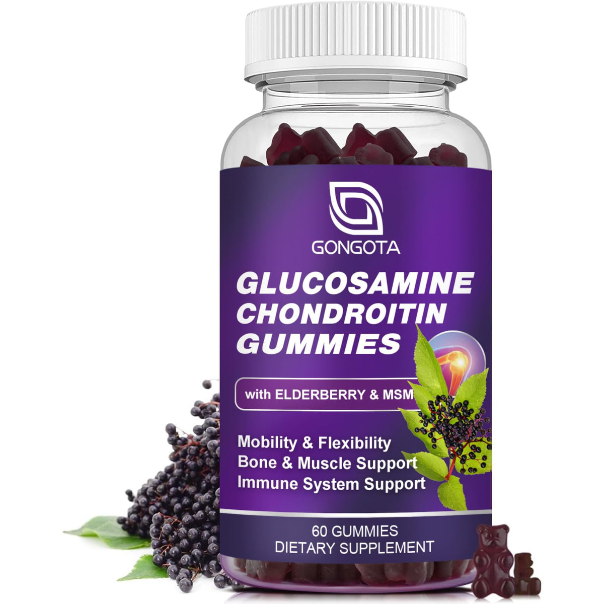 Glucosamine Chondroitin Gummies 1500mg with MSM & Elderberry 60 Gummies R639949