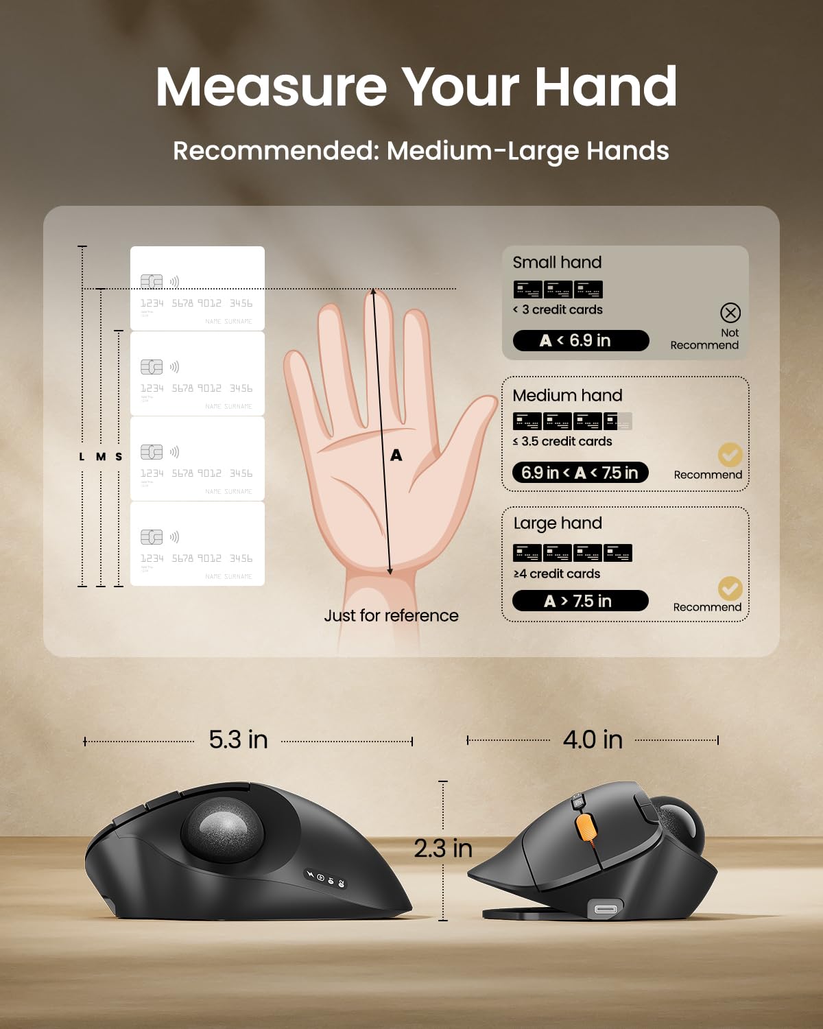 Wireless Trackball Mouse, Adjustable Angle, Gray S946556
