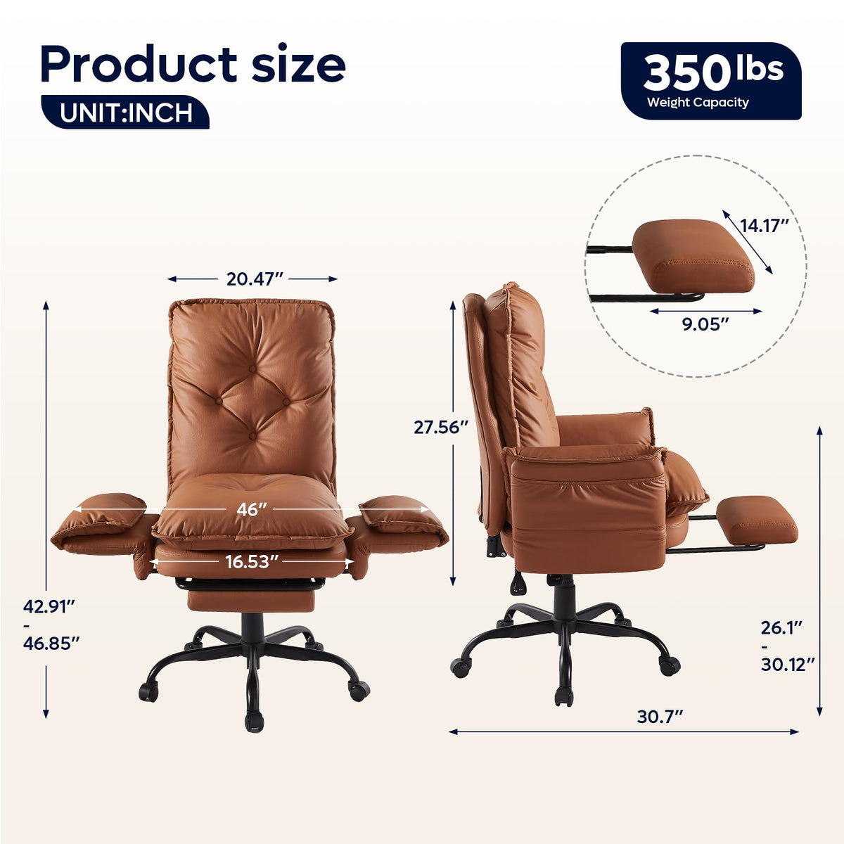 High Back Executive Chair with Footrest U3064