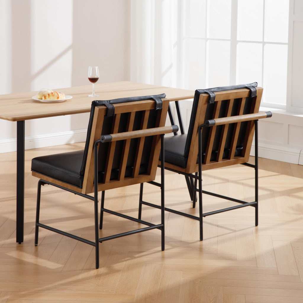 Black PU Dining Chairs Set of 2 Q129