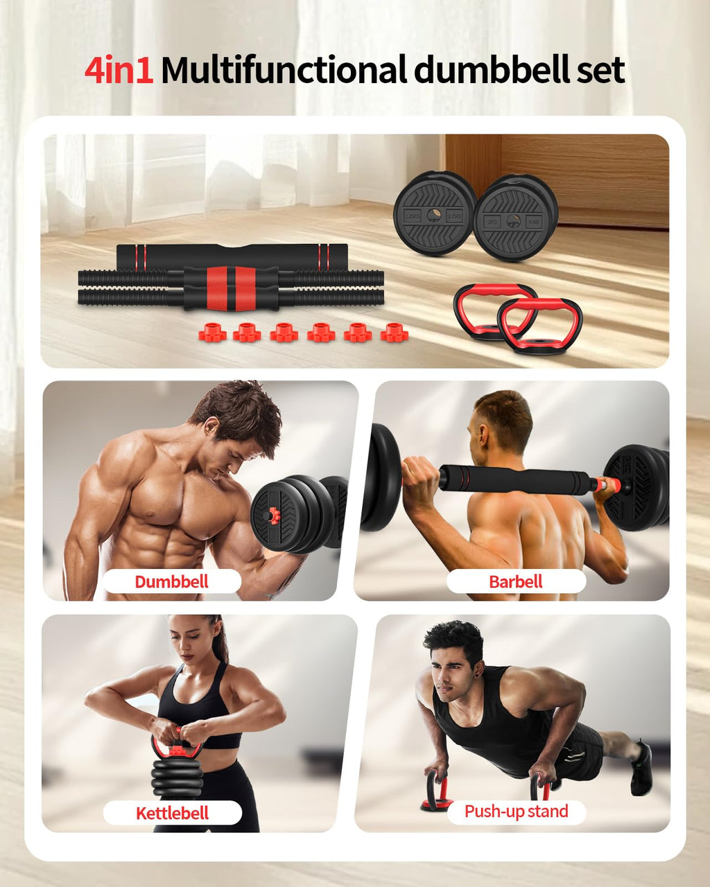 Adjustable Dumbbells Free Weight Set with Connector A421