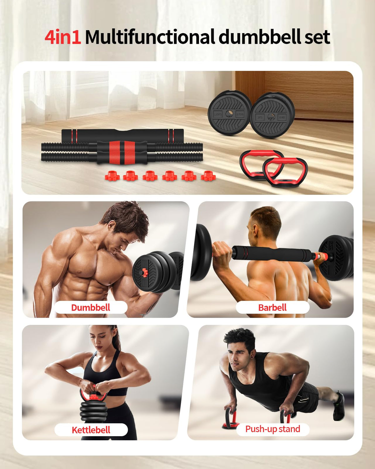 Adjustable Dumbbells Free Weight Set with Connector A421