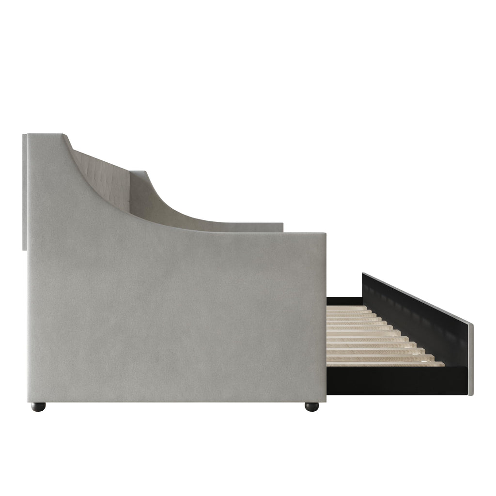 Twin Linen Upholstered Daybed with Trundle O449162