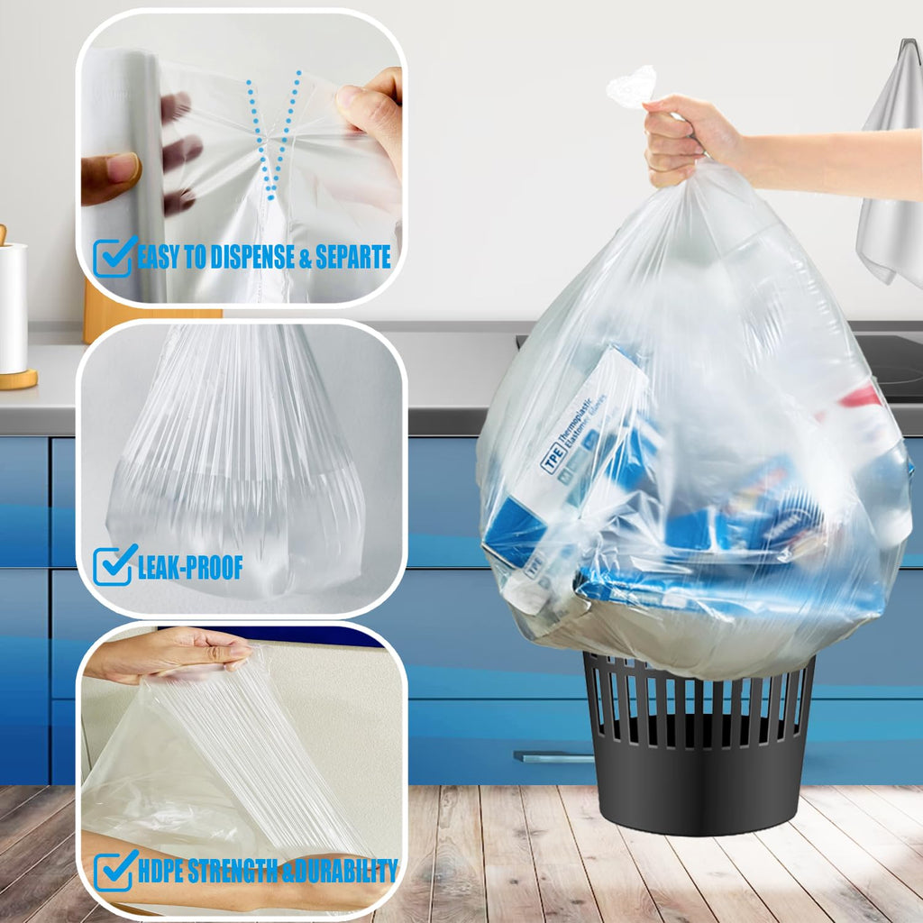 40-45 Gallon Clear Heavy Duty Plastic Trash Bags, 125 Count W11606