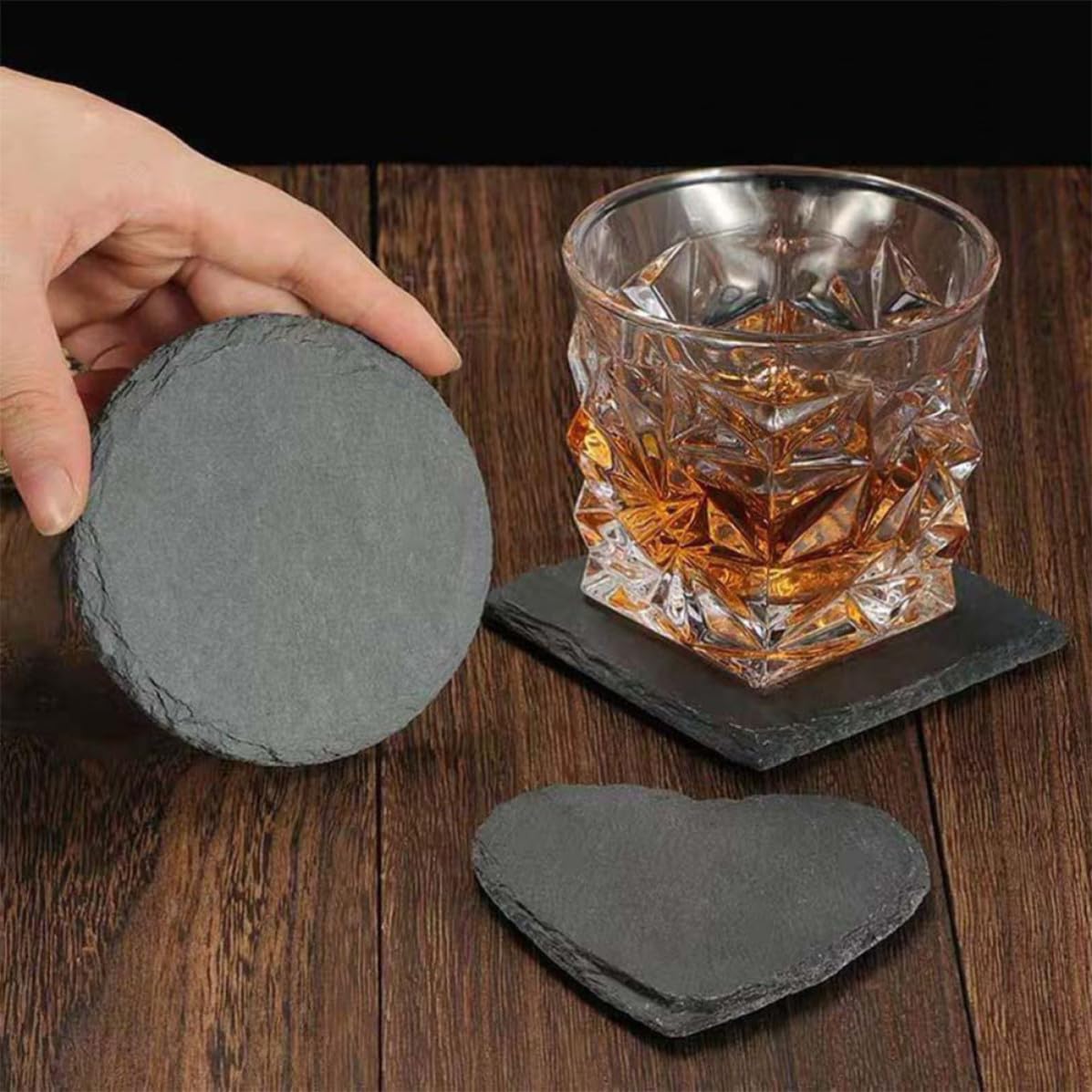 Natural Stone Cup Coaster Set with Non Slip Bottom W530456