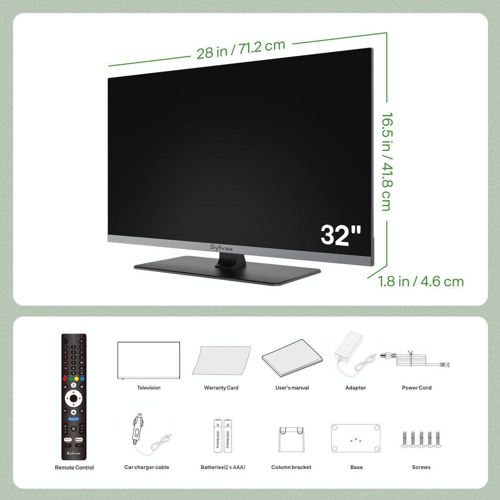 32" 12V/24V Smart RV TV with Built-in DVD Player P626