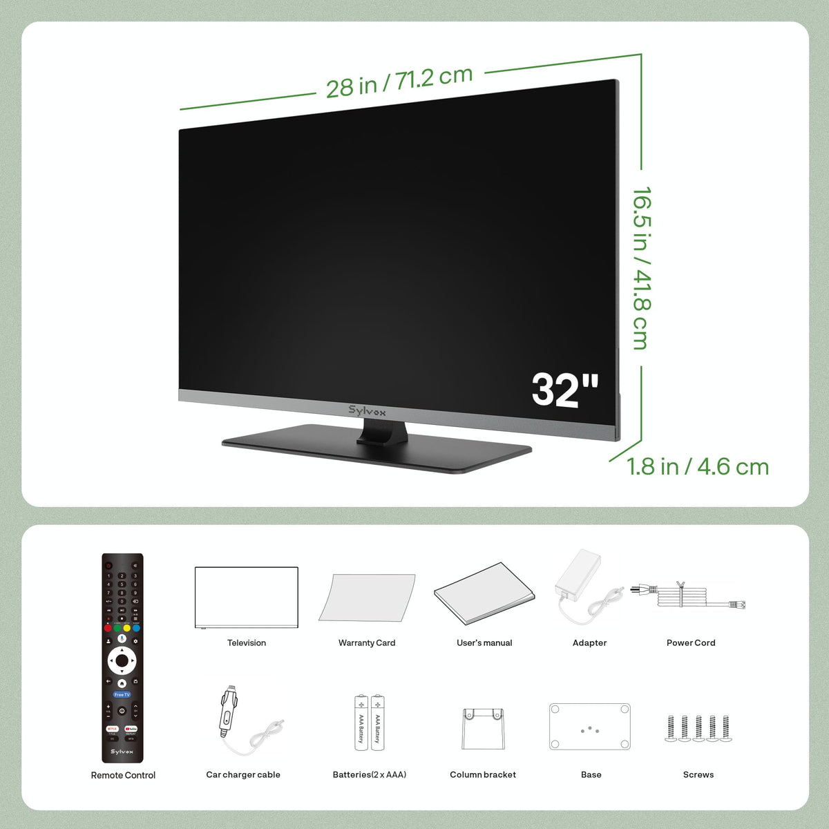32" 12V/24V Smart RV TV with Built-in DVD Player P626
