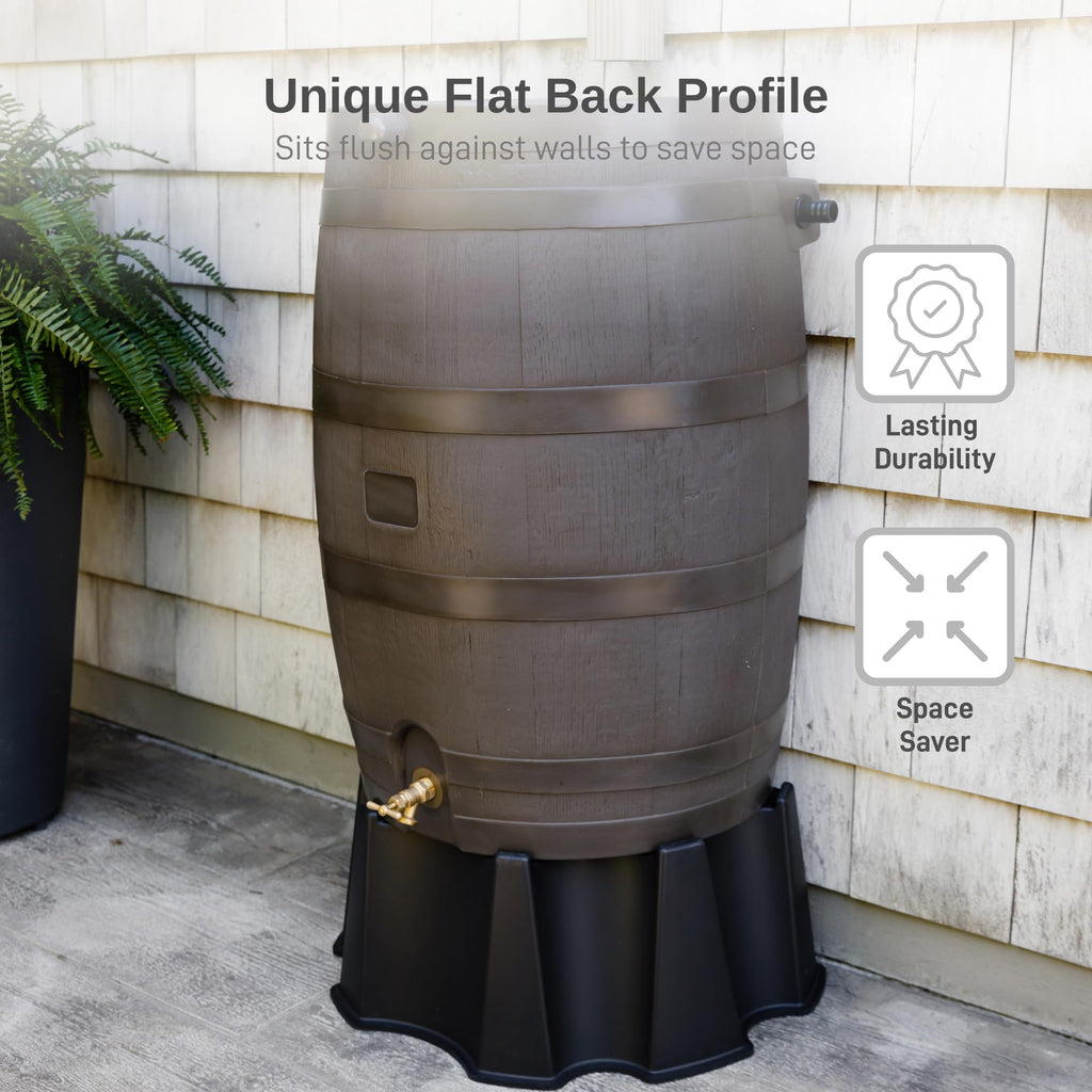 50-Gallon Flat Back Rain Barrel with Brass Spigot Q635