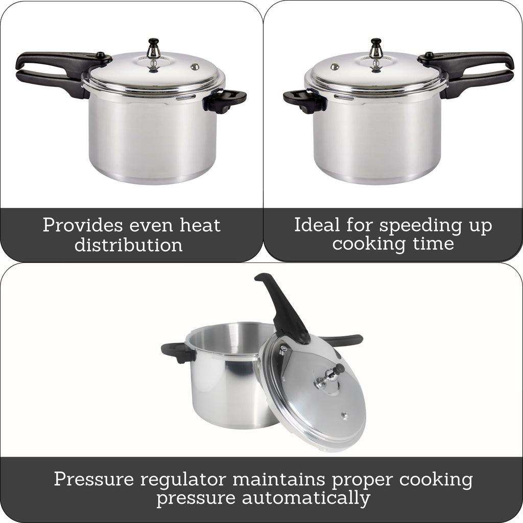 Polished Aluminum 8-Quart Pressure Cooker K501
